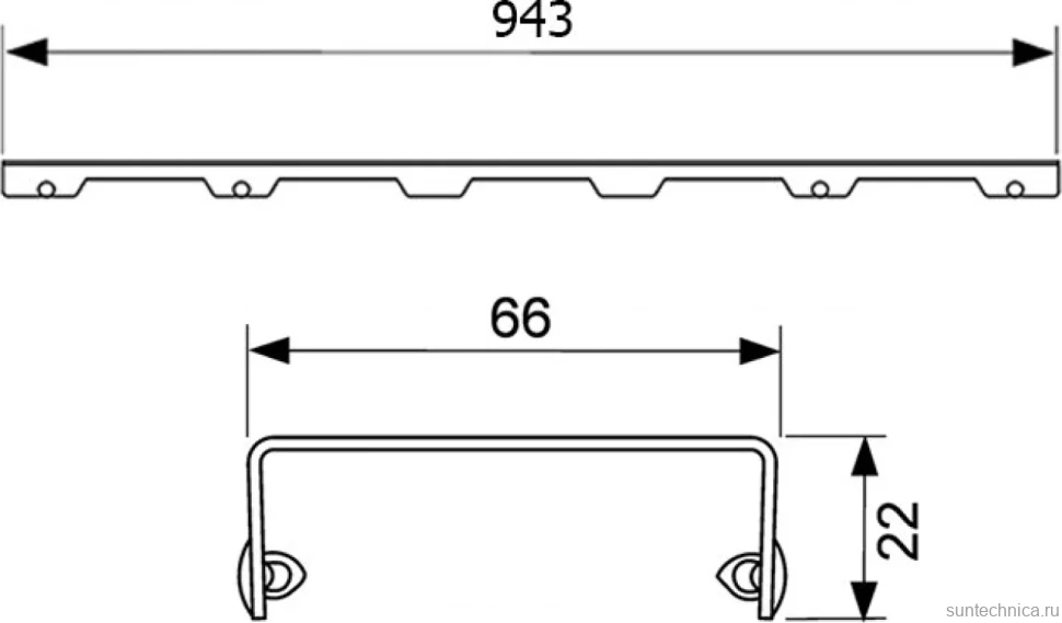 Душевой трап (лоток) TECE Drainline TECEdrainline 100 см с решеткой и сифоном