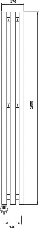 Полотенцесушитель электрический Secado Бергамо 3К 1300х140 130x15 см, подключение слева, хром, I-образный