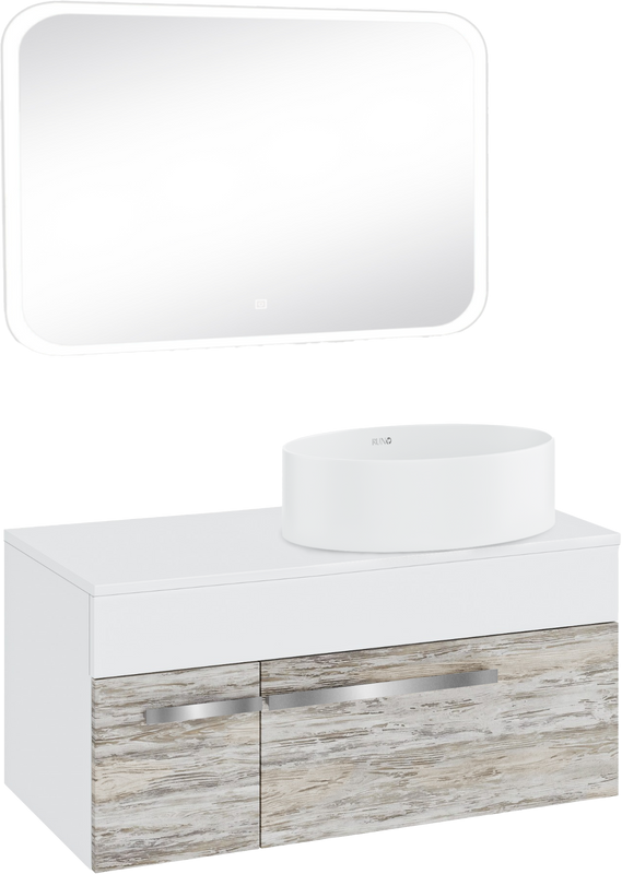 Мебель для ванной комнаты Runo Вудлайн 100 скандинавский дуб, раковина Ovale 50