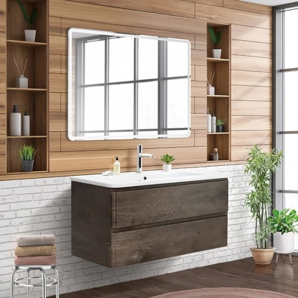 Мебель для ванной комнаты BelBagno Albano-Cer 105 подвесная, robere nature grigio