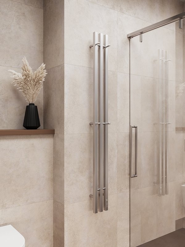 Полотенцесушитель электрический Terminus Tres 4670078554673 160x15 см, нержавеющая сталь полированная, I-образный, с полкой