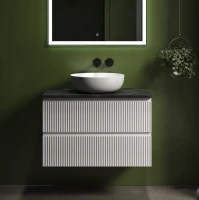 Тумба под раковину со столешницей Sancos Snob R 80 bianco, столешница черный мрамор