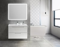 Мебель для ванной комнаты BelBagno Vittoria 90 подвесная, bianco opaco, белая глянцевая раковина