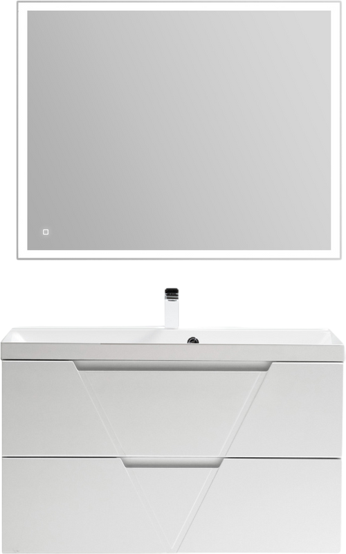 Мебель для ванной комнаты BelBagno Vittoria 90 подвесная, bianco opaco, белая глянцевая раковина