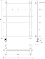 Полотенцесушитель электрический Secado Турин 1 КСП 80x55 см, подключение слева, графит, лесенка, с полкой