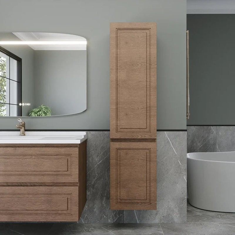 Шкаф-пенал для ванной Caprigo Wales 40 R светлый орех