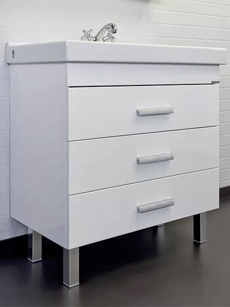 Тумба с раковиной Comforty Никосия 80Н напольная, белый глянец