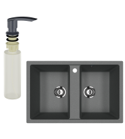 Мойка кухонная Ulgran U-608 343 антрацит + дозатор U-02 антрацит
