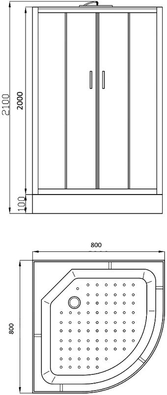 Душевая кабина Parly Classic Эконом EC831 80x210, с поддоном