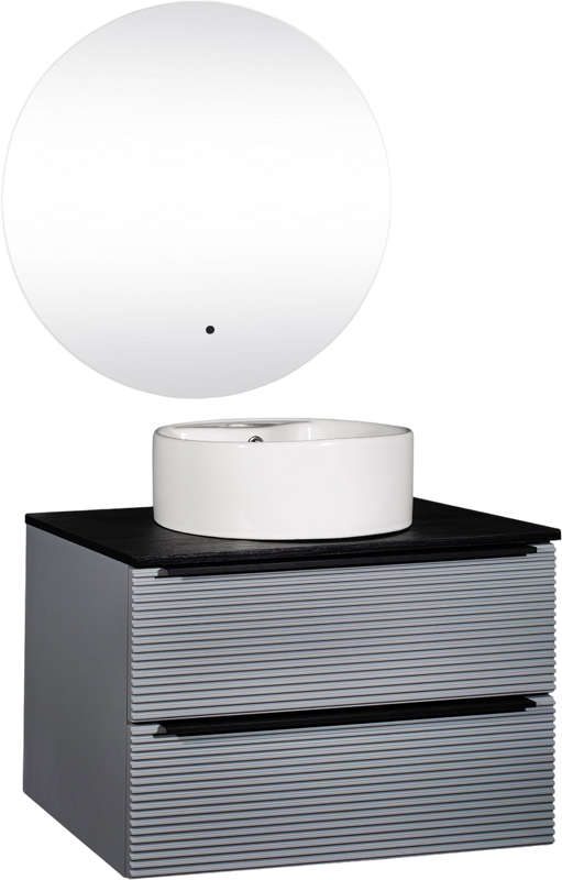 Мебель для ванной комнаты Runo Орлеан 70 серая, черная, раковина Sole 40