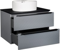 Мебель для ванной комнаты Runo Орлеан 70 серая, черная, раковина Sole 40