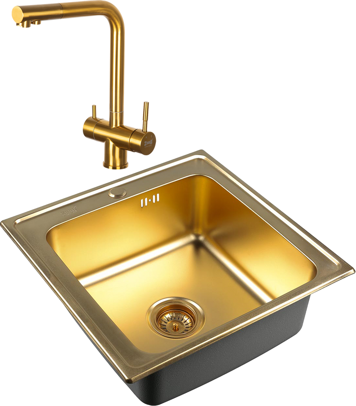 Комплект Мойка Zorg Inox PVD SZR-5050 bronze + Смеситель Inox SZR-7039 BRONZE бронза