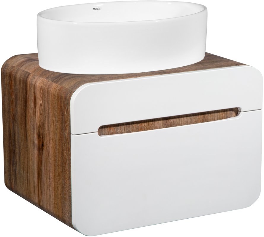 Мебель для ванной комнаты Runo Ницца 60 темное дерево, белая, раковина Ovale 50