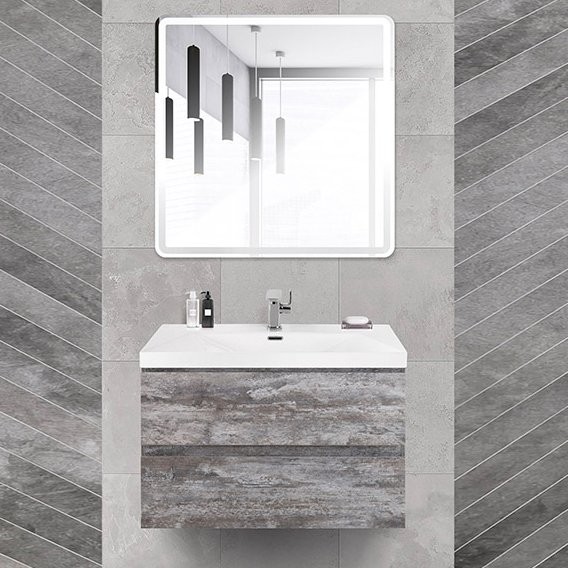 Мебель для ванной комнаты Cezares Molveno 46 80 legno grigio, с раковиной Cezares CZR-MIL-80-LVB