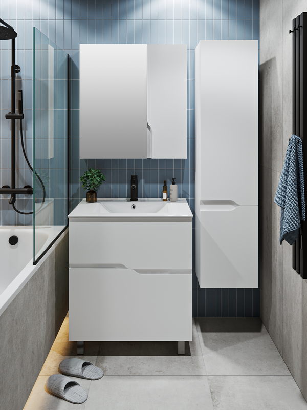 Мебель для ванной комнаты Runo Палермо 60 напольная, глянцевая белая