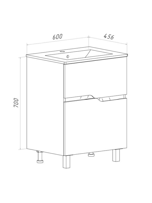 Мебель для ванной комнаты Runo Палермо 60 напольная, глянцевая белая