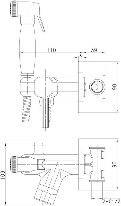 Гигиенический душ Lemark Solo LM7165B со смесителем, С ВНУТРЕННЕЙ ЧАСТЬЮ