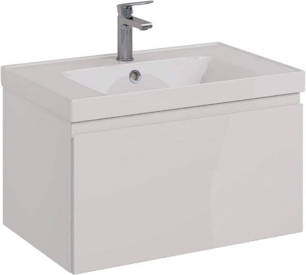Тумба под раковину Lemark Veon mini 70 белая глянцевая, 1 ящик
