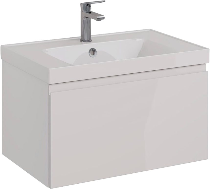 Тумба под раковину Lemark Veon mini 70 белая глянцевая, 1 ящик