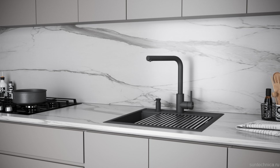 Смеситель для кухни Paulmark Twin Tw213622-BLM черный