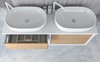 Тумба с раковиной Cezares Bellagio 140 со столешницей rovere tabacco