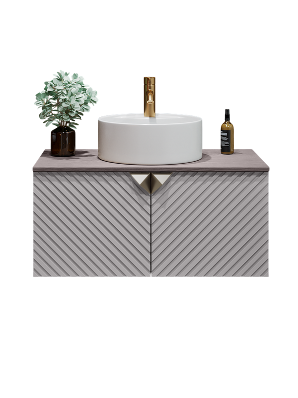 Тумба с раковиной Runo Андорра 70 подвесная, кашемир серый, дуб какао