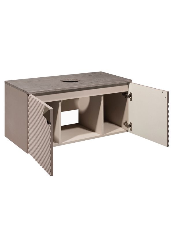 Тумба с раковиной Runo Андорра 70 подвесная, кашемир серый, дуб какао