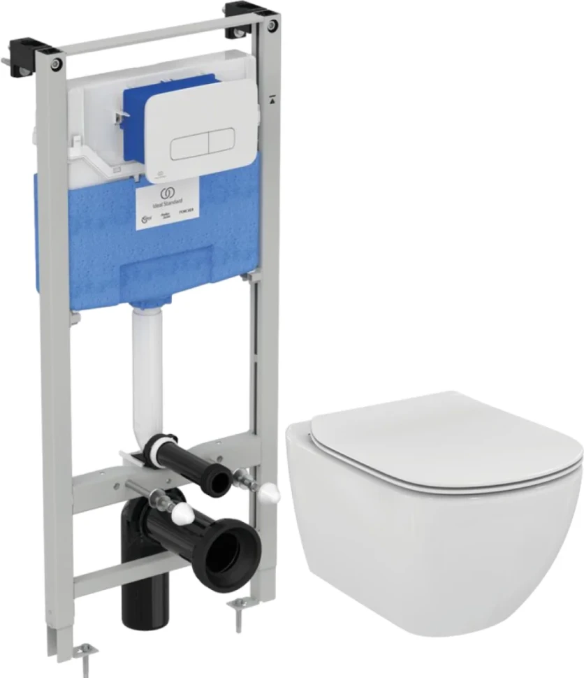 Комплект Унитаз подвесной Ideal Standard Tesi T354601 с микролифтом + Инсталляция ProSys R0308AC с кнопкой смыва белой