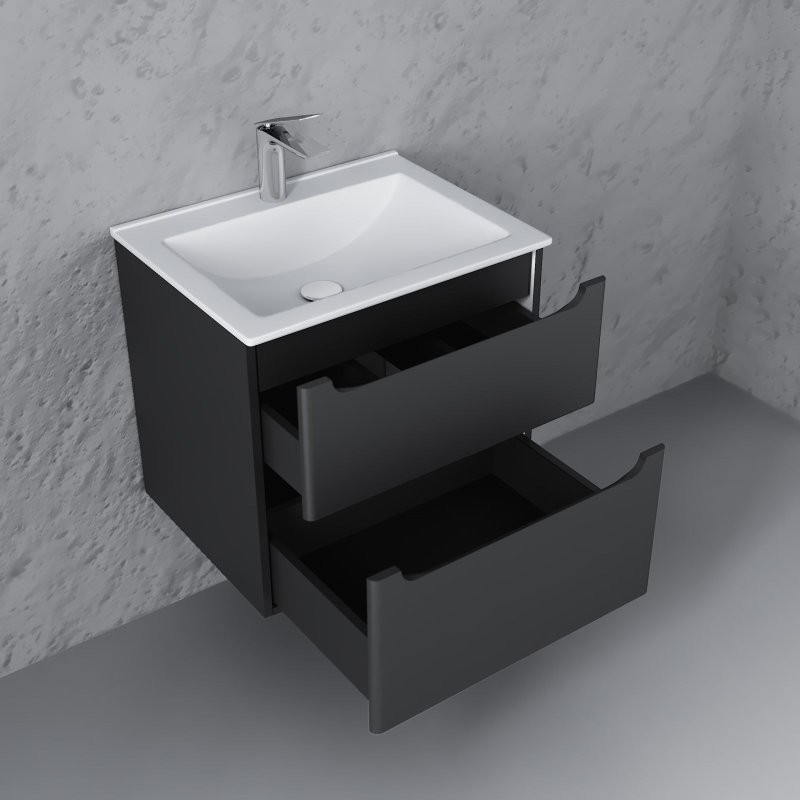 Тумба с раковиной Laparet Sinergia 60 подвесная, антрацит