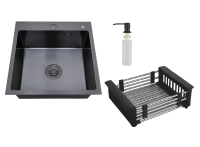 Мойка кухонная РМС MR-5050BL c корзиной и дозатором, графит