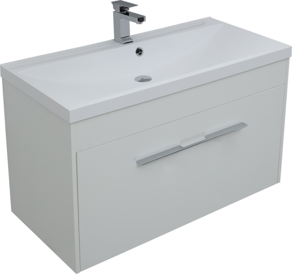Тумба с раковиной Aquanet Августа 90 белая, ручка хром