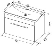 Тумба с раковиной Aquanet Августа 90 белая, ручка хром