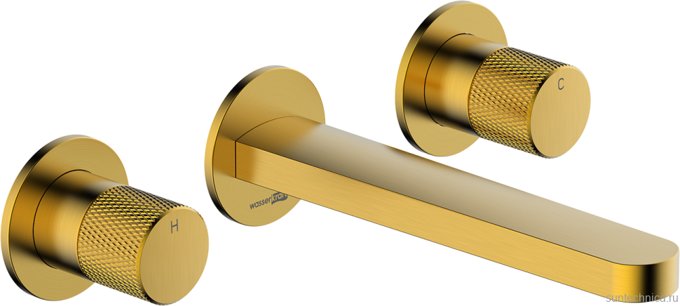 Смеситель для раковины Wasserkraft Schunter 8245 С ВНУТРЕННЕЙ ЧАСТЬЮ, матовое золото PVD