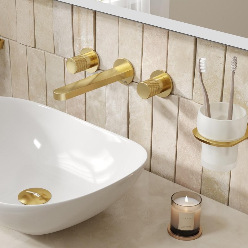 Смеситель для раковины Wasserkraft Schunter 8245 С ВНУТРЕННЕЙ ЧАСТЬЮ, матовое золото PVD