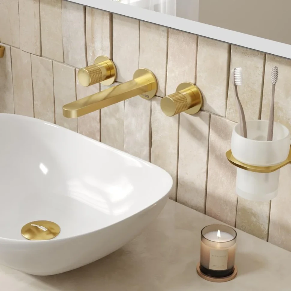 Смеситель для раковины Wasserkraft Schunter 8245 С ВНУТРЕННЕЙ ЧАСТЬЮ, матовое золото PVD