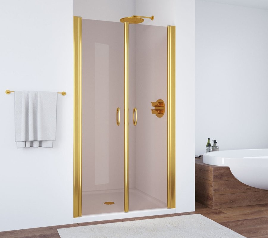 Душевая дверь в нишу Vegas Glass E2P 90 09 05 профиль золото, стекло бронза