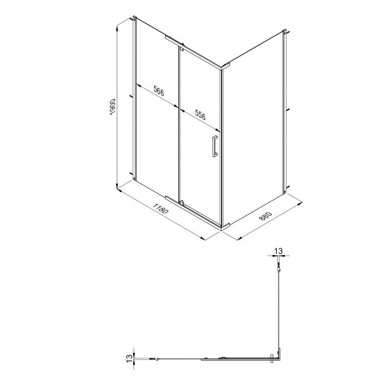 Душевой уголок Triton Терра -Голд 120х90, профиль золото, стекло прозрачное