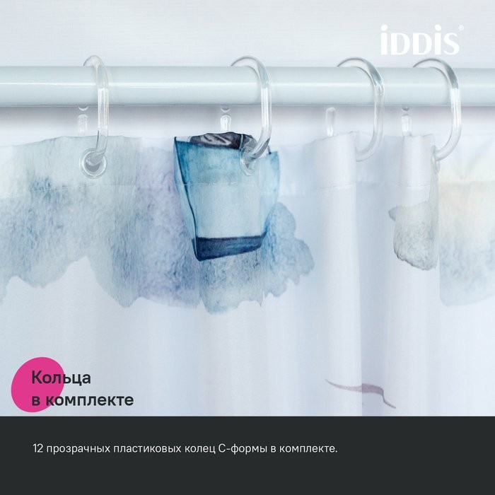 Штора для ванной IDDIS Base BO02P18i11 180х200, белая