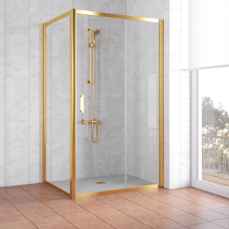 Душевой уголок Vegas Glass ZP+ZPV 110*90 09 01 профиль золото, стекло прозрачное