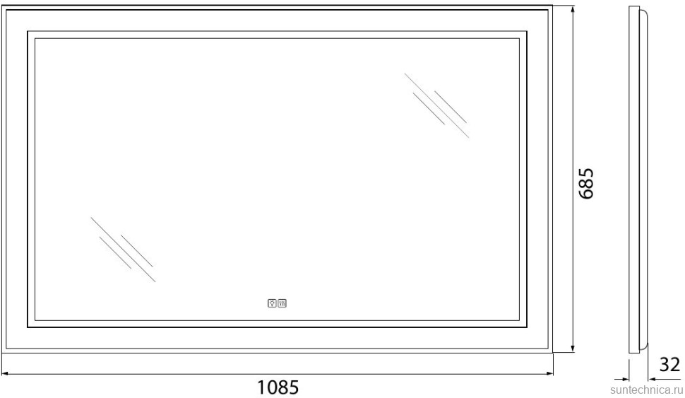 Зеркало BelBagno Kraft SPC-KRAFT-1085-685-TCH-WARM с подогревом