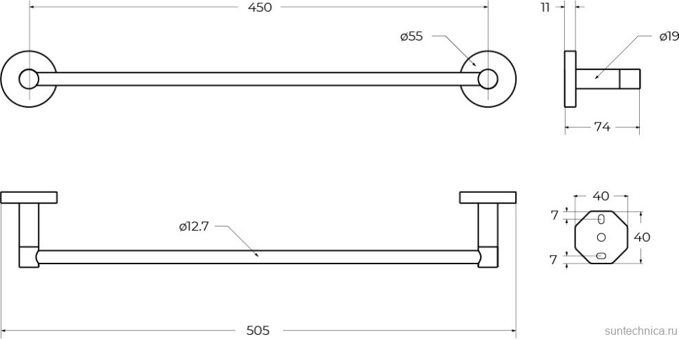 Полотенцедержатель Cezares Relax TH-50-01 хром