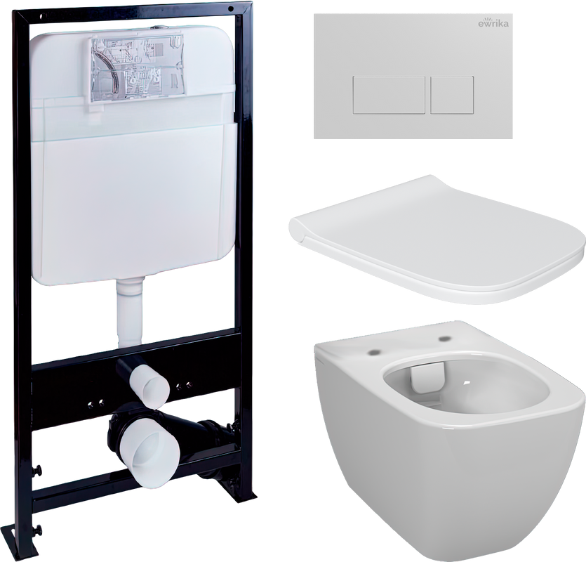Комплект Унитаз подвесной VitrA Shift 7742B003-0075 белый глянцевый + Крышка DIWO Шифт 0405 быстросъемное, с микролифтом + Инсталляция EWRIKA ProLT 0026-2020 + Кнопка 0042 белая