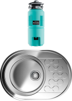 Комплект Мойка Omoikiri Kasumigaura 65 + Измельчитель Nagare slim 1250-AZ azur blue