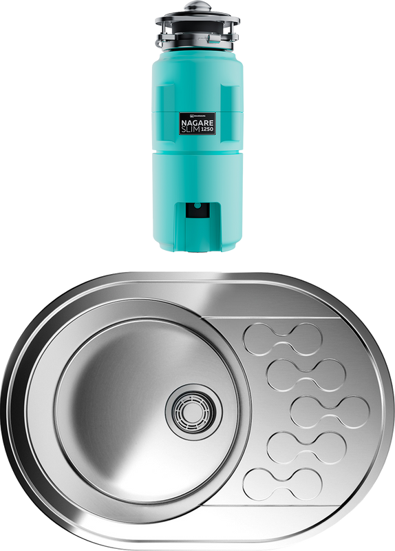 Комплект Мойка Omoikiri Kasumigaura 65 + Измельчитель Nagare slim 1250-AZ azur blue