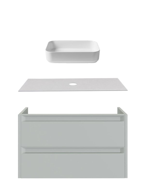 Тумба с раковиной Allen Brau Fantasy 2.0 120 матовый папирус, столешница бежевая, раковина Fantasy Quad 50, белая