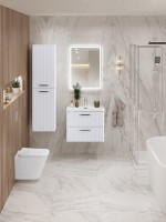 Тумба с раковиной BelBagno Due 50 ручки матовый атласный никель, bianco lucido