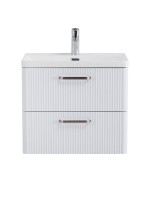 Тумба с раковиной BelBagno Due 50 ручки матовый атласный никель, bianco lucido