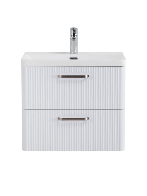 Тумба с раковиной BelBagno Due 50 ручки матовый атласный никель, bianco lucido