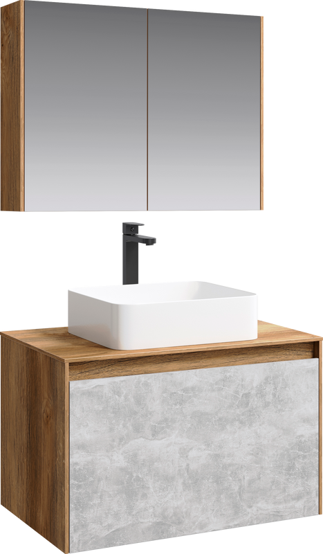 Мебель для ванной комнаты Aqwella 5 stars Mobi 80 дуб балтийский, бетон светлый