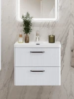 Тумба с раковиной BelBagno Due 60 ручки матовый темный никель, белый металлик
